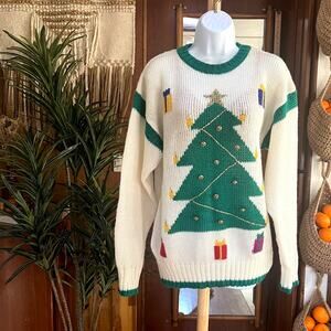Holiday Tree Sweater - Green and Cream